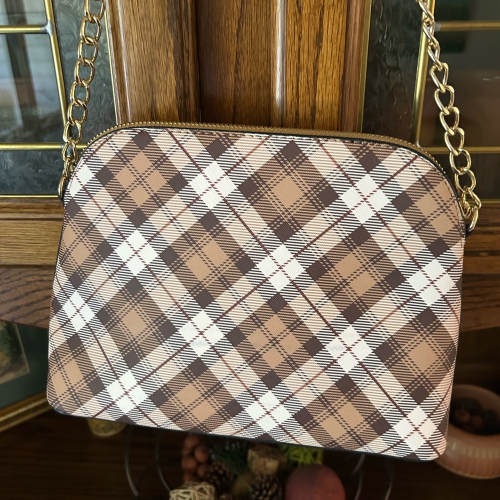 Plaid Brown and Cream Women's Bag